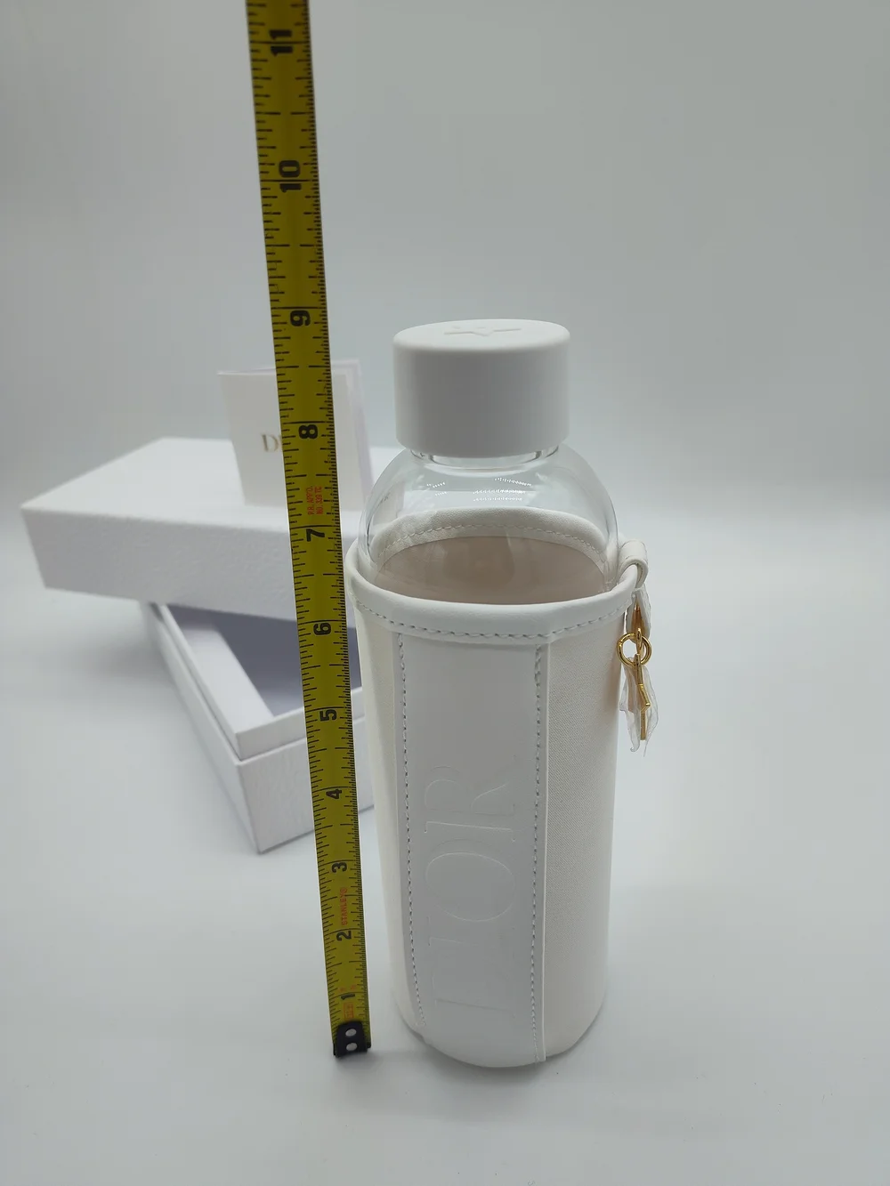 DIOR Exclusive Travel Water Bottle White Holder Gold Star Charm Gift Box NIB